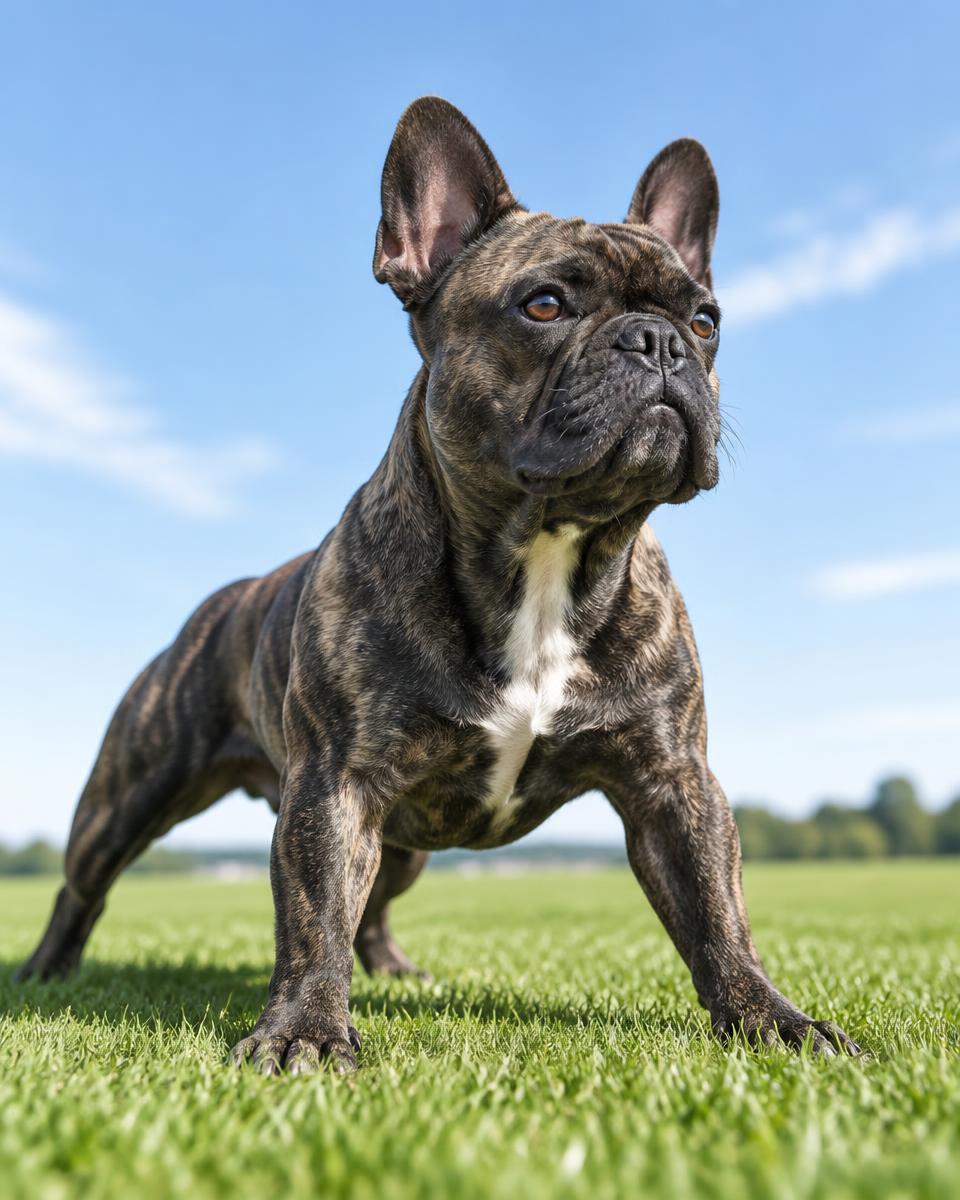 French bulldog in a ready stance